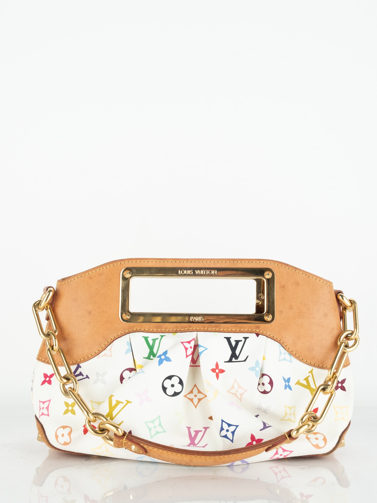 Takashi Murakami White Multicolore Monogram Coated Canvas & Vachetta Leather Judy