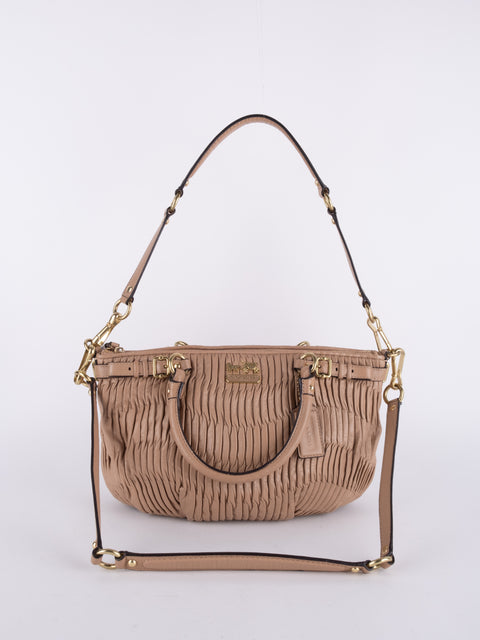 Coach Vintage Beige Ruched Shoulder Bag