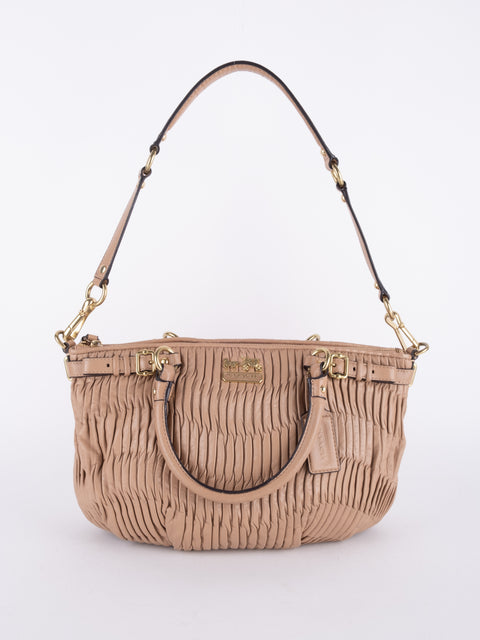 Coach Vintage Beige Ruched Shoulder Bag