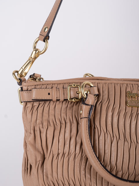 Coach Vintage Beige Ruched Shoulder Bag