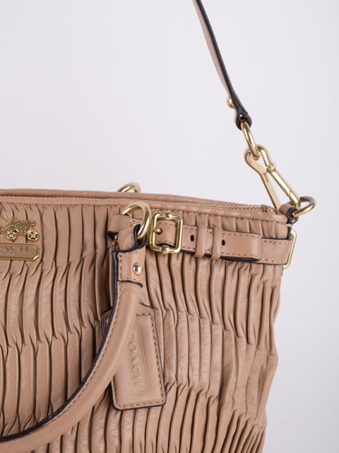 Coach Vintage Beige Ruched Shoulder Bag