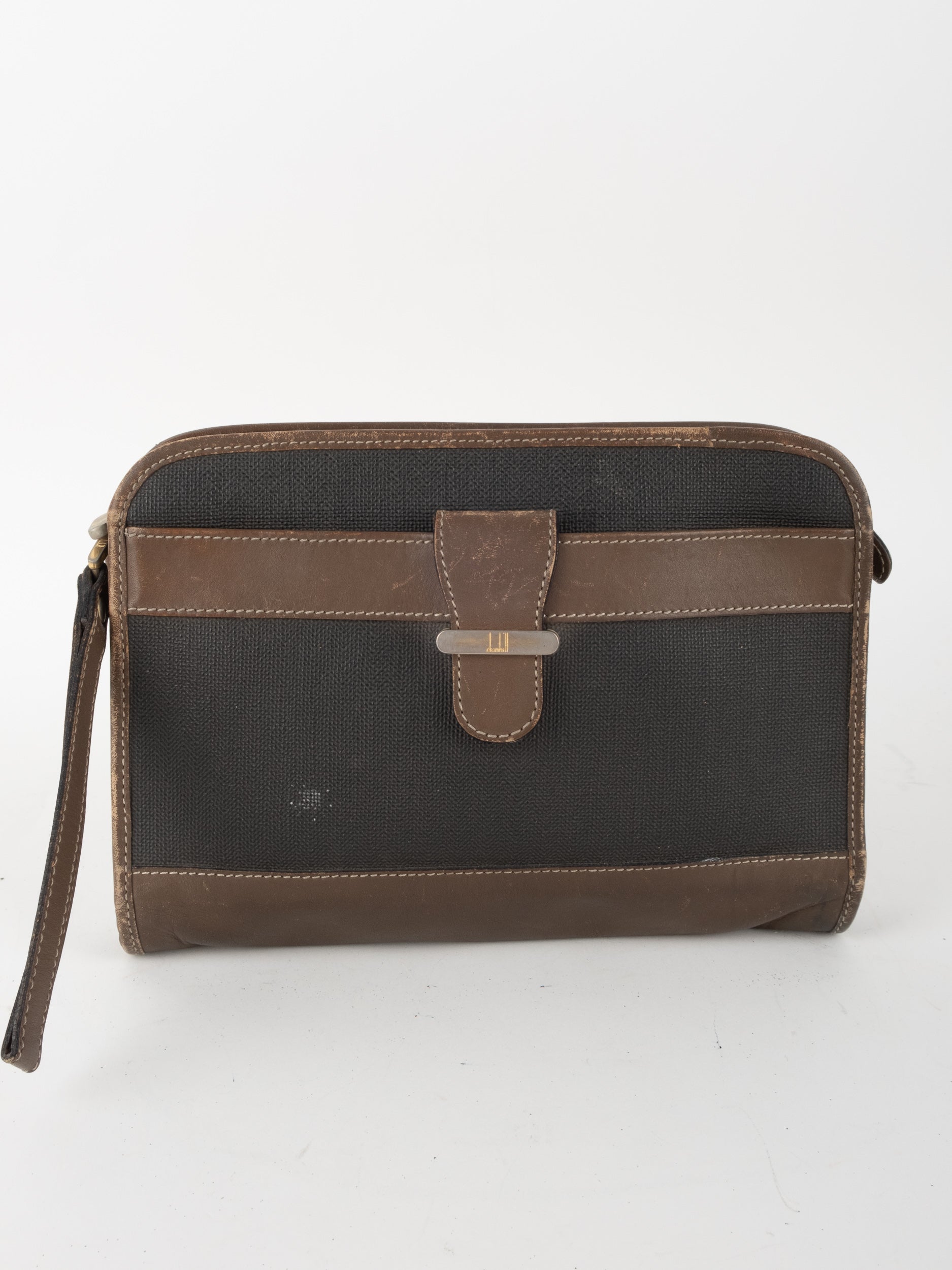 DUNHILL Leather Canvas Wristlet Clutch