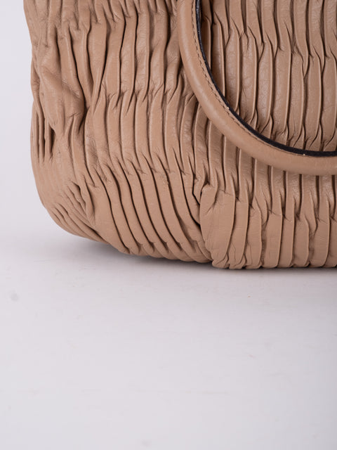 Coach Vintage Beige Ruched Shoulder Bag