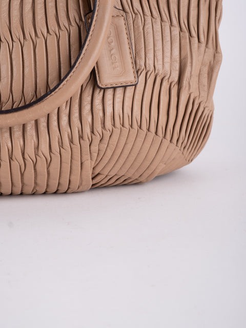 Coach Vintage Beige Ruched Shoulder Bag