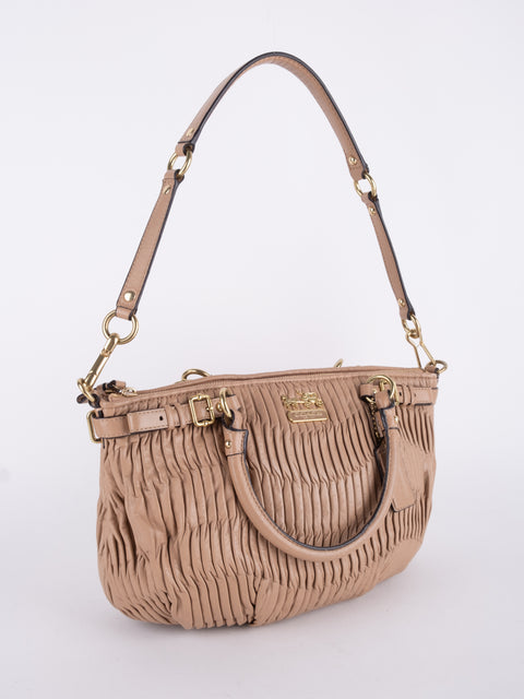 Coach Vintage Beige Ruched Shoulder Bag