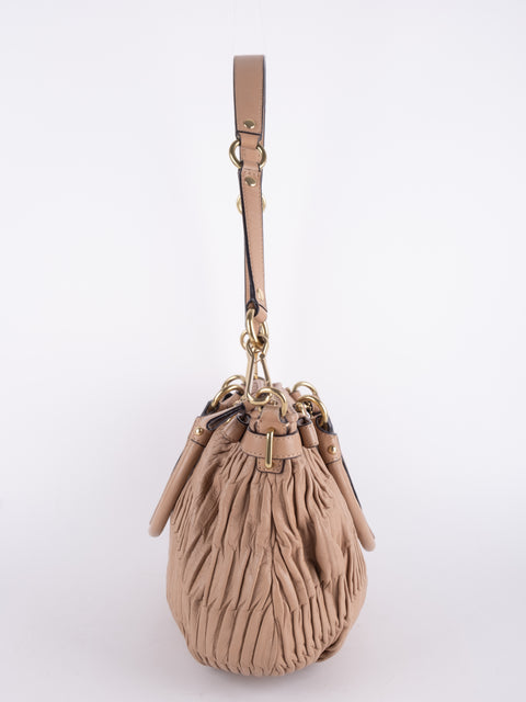 Coach Vintage Beige Ruched Shoulder Bag