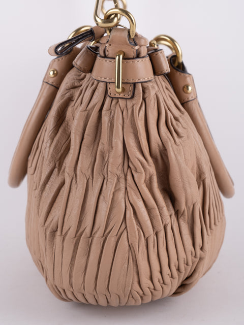 Coach Vintage Beige Ruched Shoulder Bag