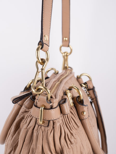 Coach Vintage Beige Ruched Shoulder Bag