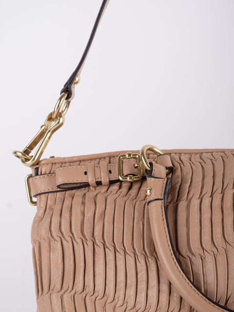 Coach Vintage Beige Ruched Shoulder Bag