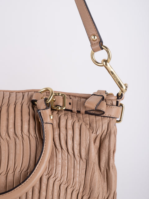 Coach Vintage Beige Ruched Shoulder Bag