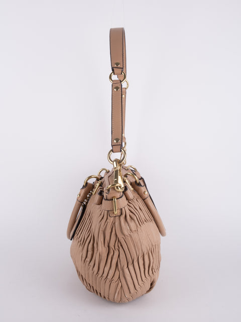 Coach Vintage Beige Ruched Shoulder Bag