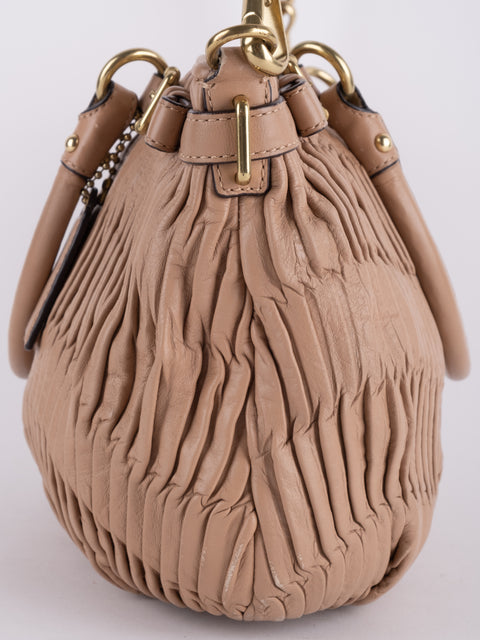 Coach Vintage Beige Ruched Shoulder Bag