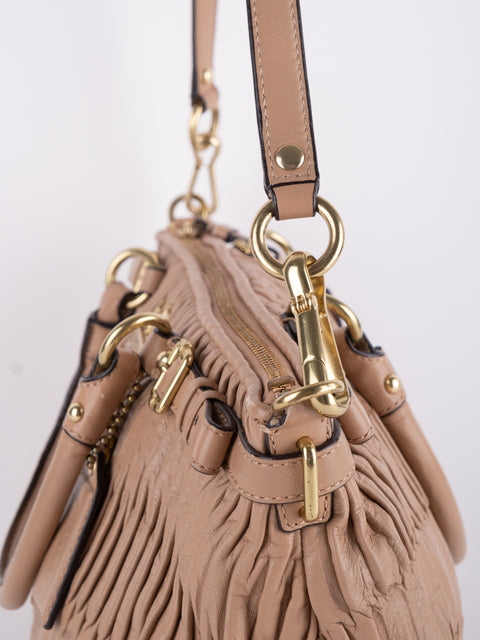 Coach Vintage Beige Ruched Shoulder Bag