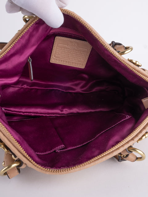 Coach Vintage Beige Ruched Shoulder Bag
