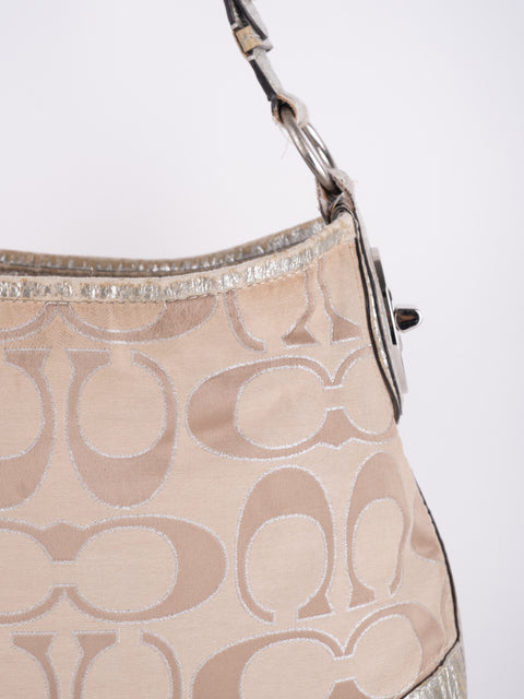 Coach Signature Vintage Beige Shoulder Bag