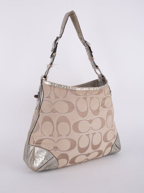 Coach Signature Vintage Beige Shoulder Bag