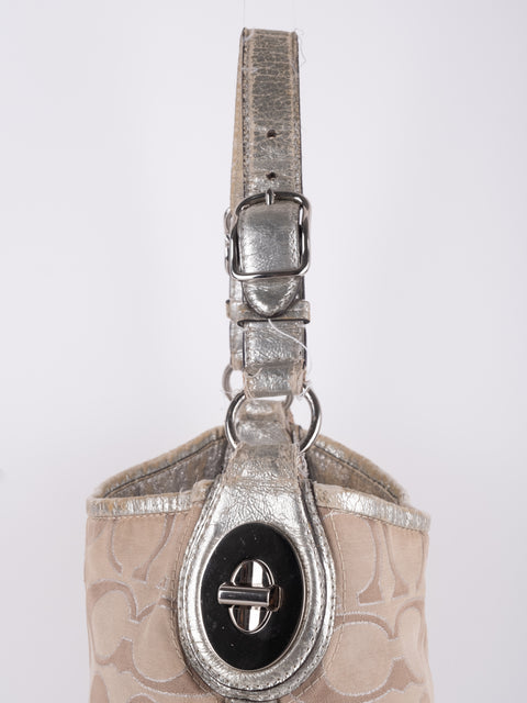 Coach Signature Vintage Beige Shoulder Bag