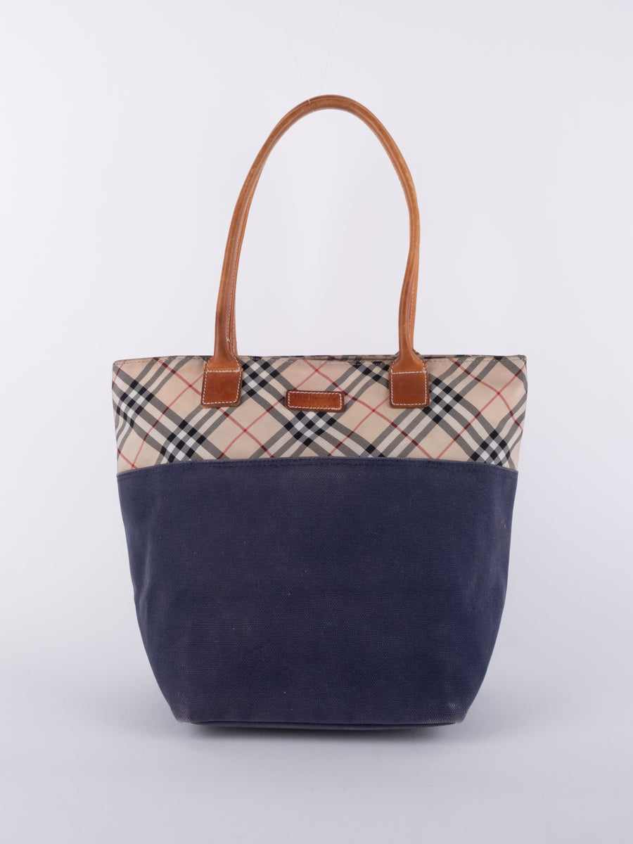 BURBERRY Vintage Nova Check Canvas Tote Bag
