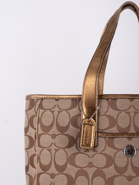 Coach Signature Vintage Beige Large Tote Bag