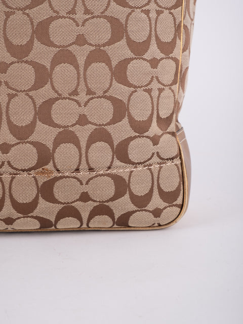 Coach Signature Vintage Beige Large Tote Bag