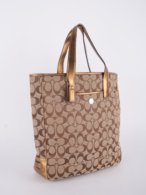 Coach Signature Vintage Beige Large Tote Bag