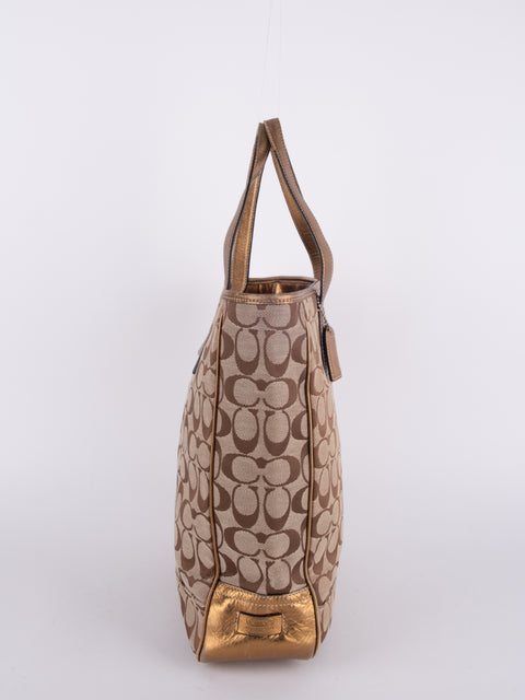 Coach Signature Vintage Beige Large Tote Bag