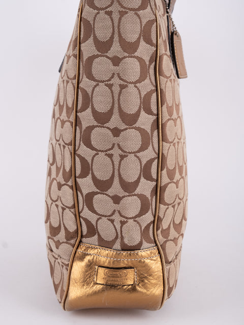 Coach Signature Vintage Beige Large Tote Bag