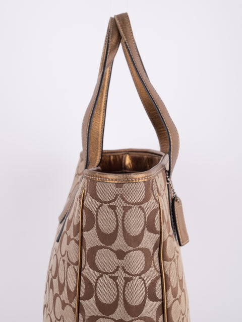 Coach Signature Vintage Beige Large Tote Bag