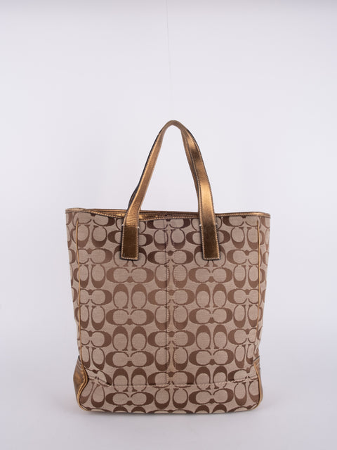 Coach Signature Vintage Beige Large Tote Bag