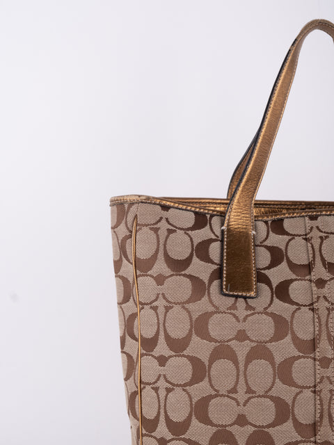 Coach Signature Vintage Beige Large Tote Bag