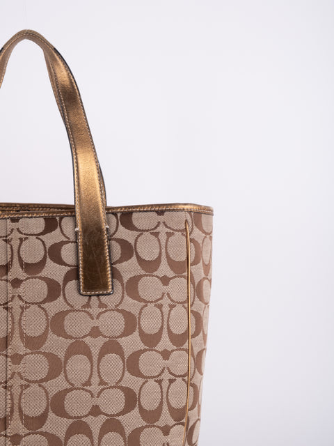Coach Signature Vintage Beige Large Tote Bag