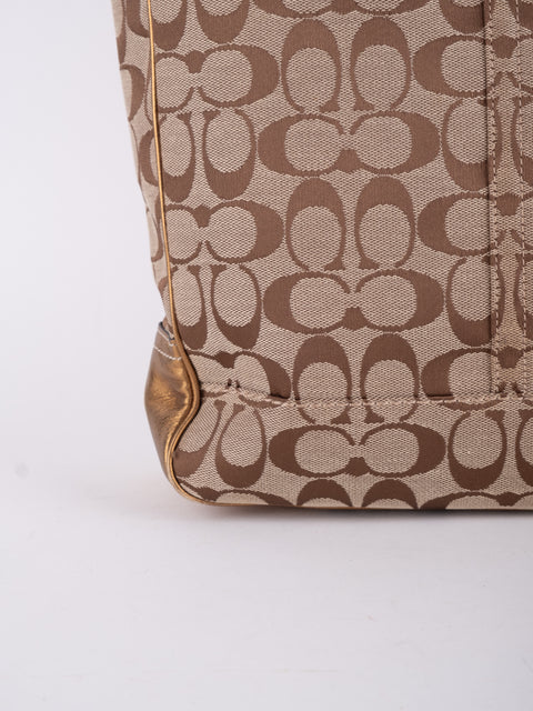 Coach Signature Vintage Beige Large Tote Bag