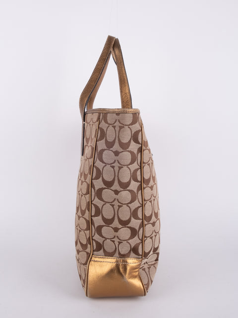 Coach Signature Vintage Beige Large Tote Bag