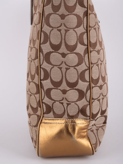 Coach Signature Vintage Beige Large Tote Bag