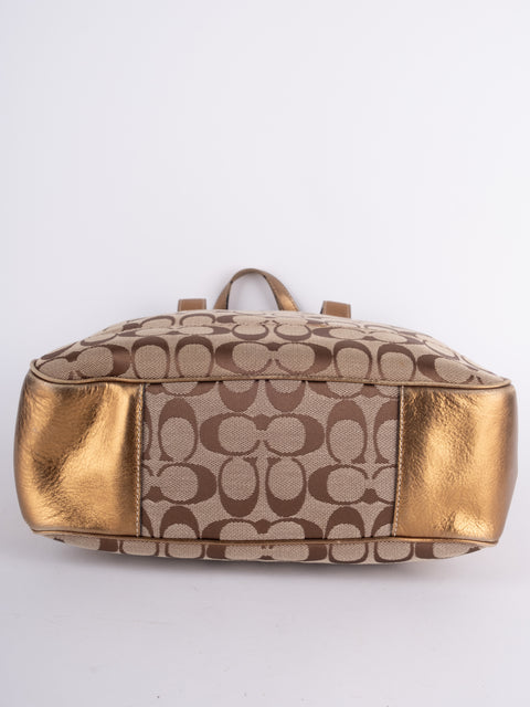 Coach Signature Vintage Beige Large Tote Bag