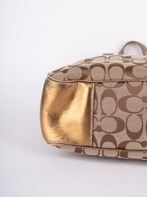 Coach Signature Vintage Beige Large Tote Bag