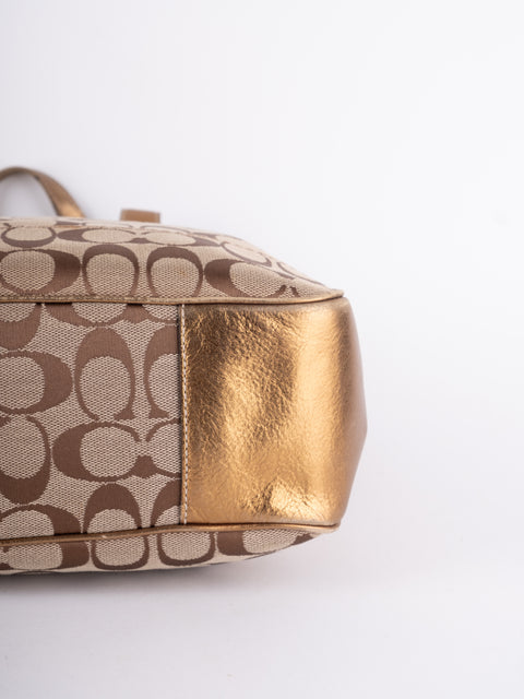 Coach Signature Vintage Beige Large Tote Bag