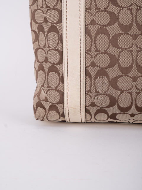 Coach Signature Vintage Beige Structured Handbag
