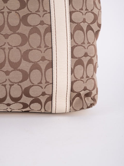 Coach Signature Vintage Beige Structured Handbag