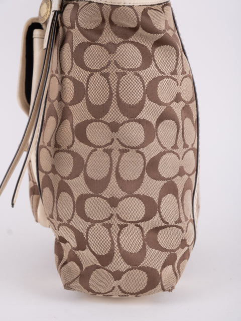 Coach Signature Vintage Beige Structured Handbag