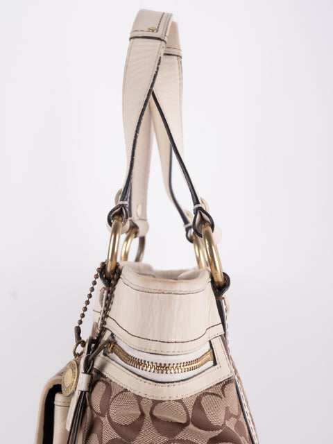 Coach Signature Vintage Beige Structured Handbag