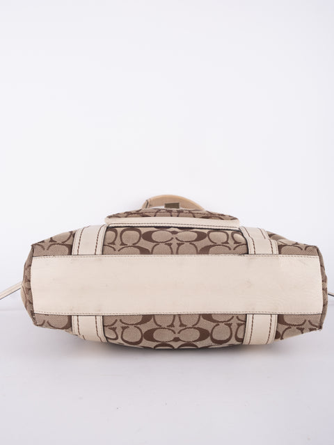 Coach Signature Vintage Beige Structured Handbag