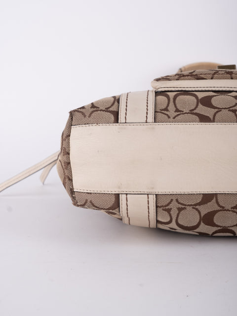 Coach Signature Vintage Beige Structured Handbag