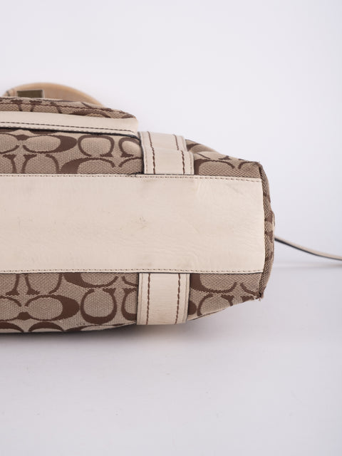Coach Signature Vintage Beige Structured Handbag