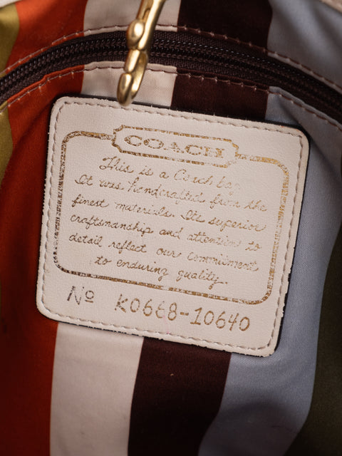 Coach Signature Vintage Beige Structured Handbag