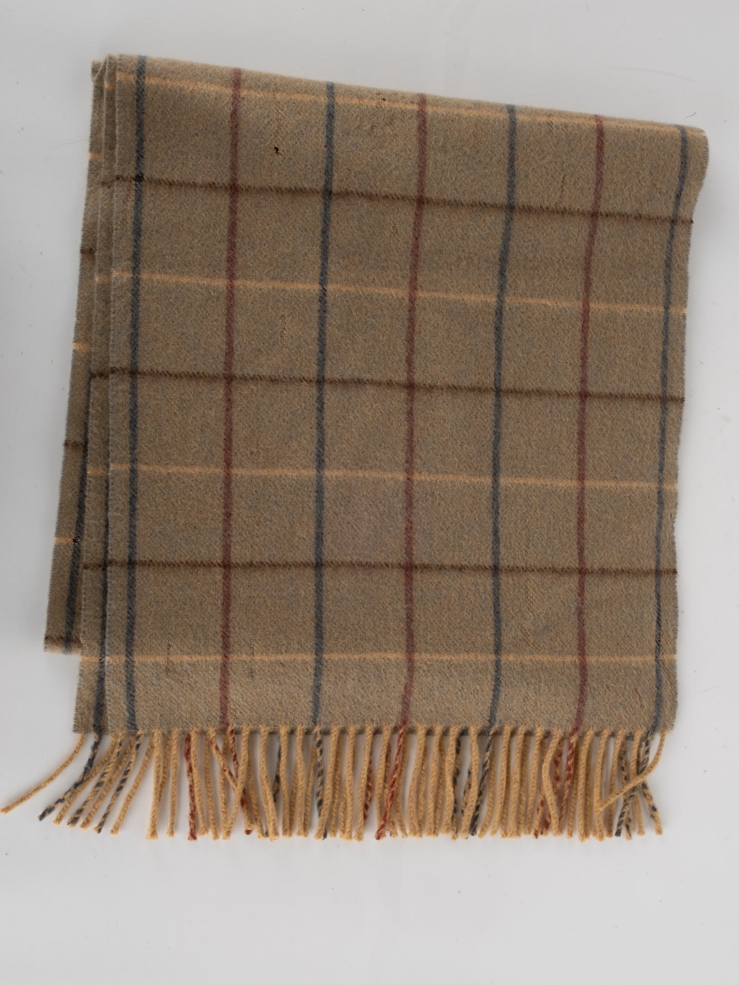 Burberry Neutral Check Wool Scarf