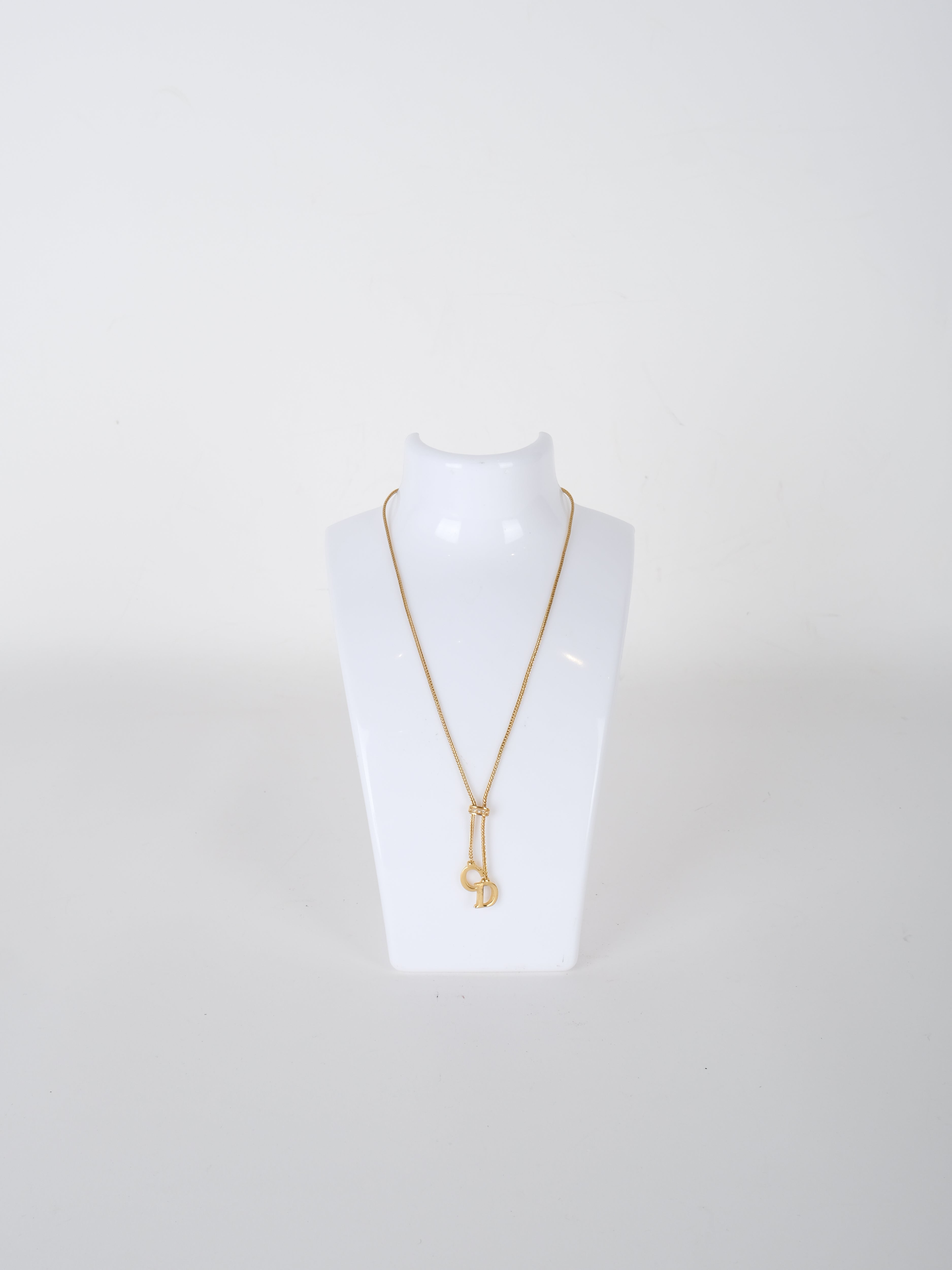 DIOR Logo Pendant Necklace Gold