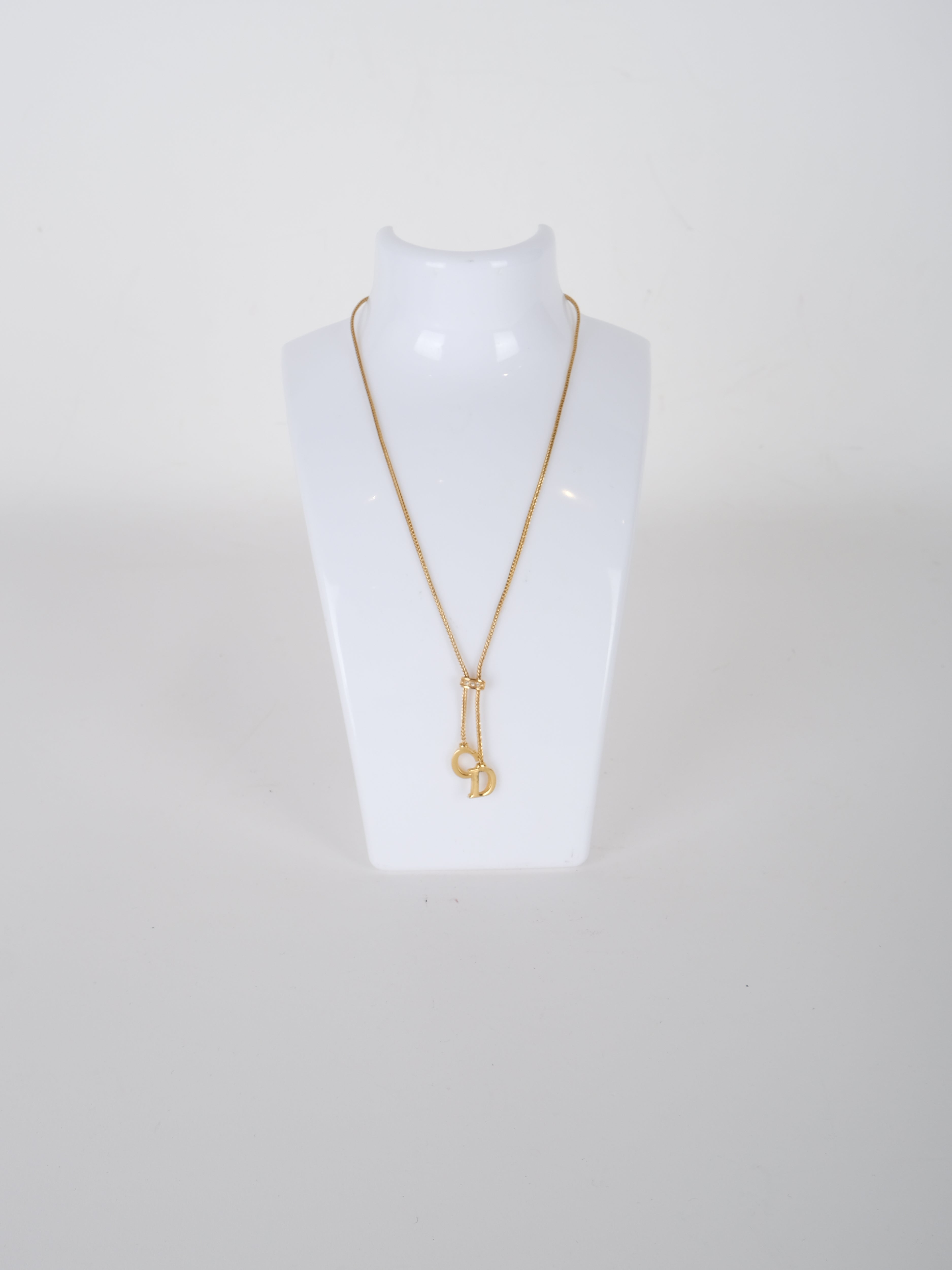 DIOR Logo Pendant Necklace Gold