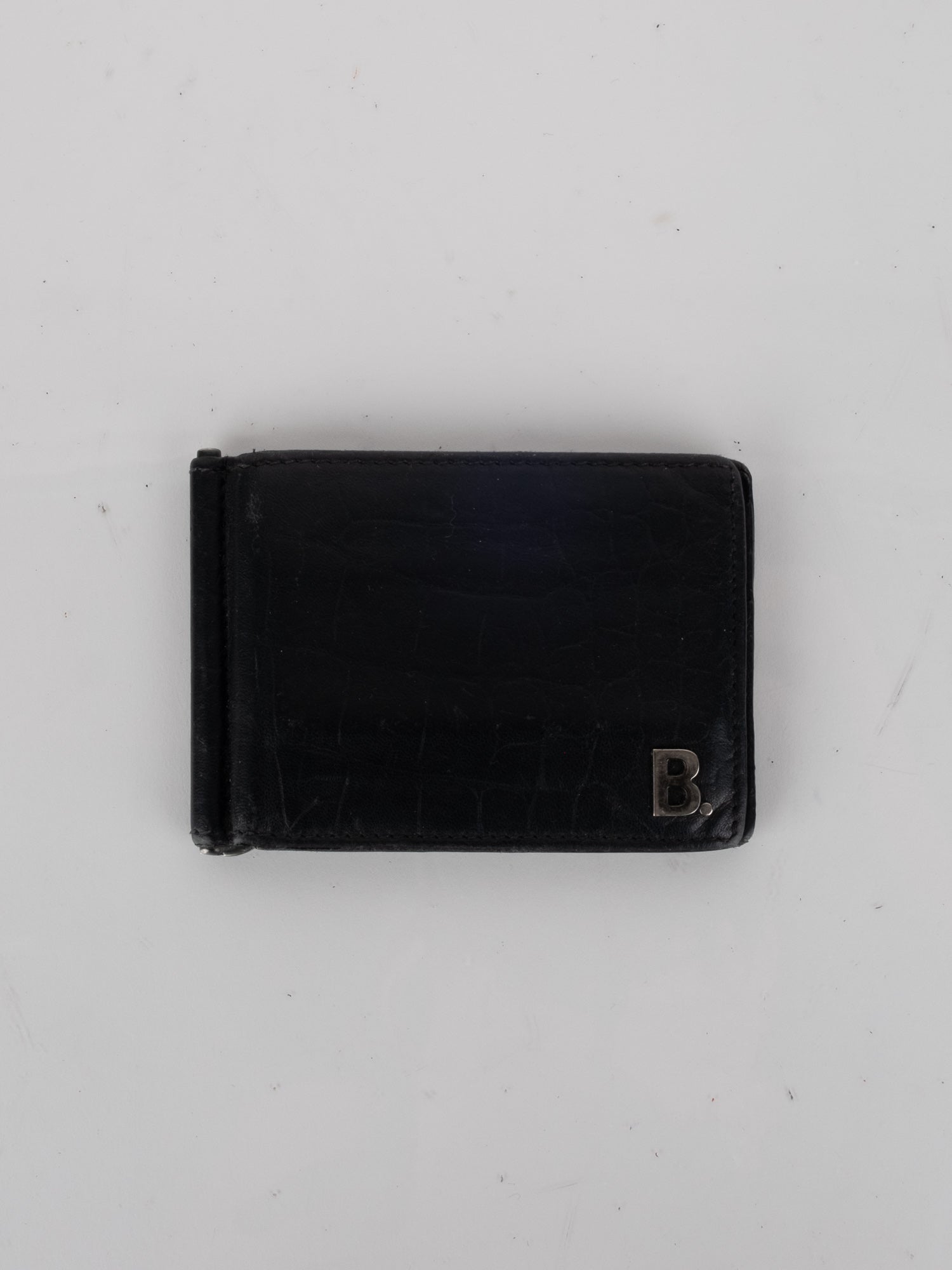 Balenciaga Black Leather Money Clip Wallet