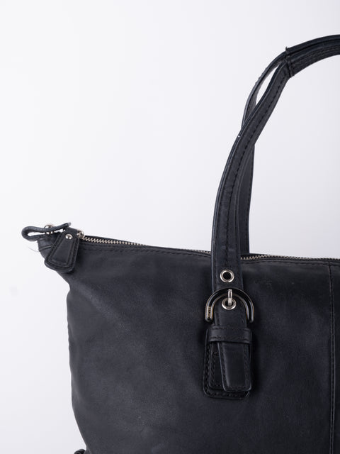 COACH Vintage Black Leather Tote Bag